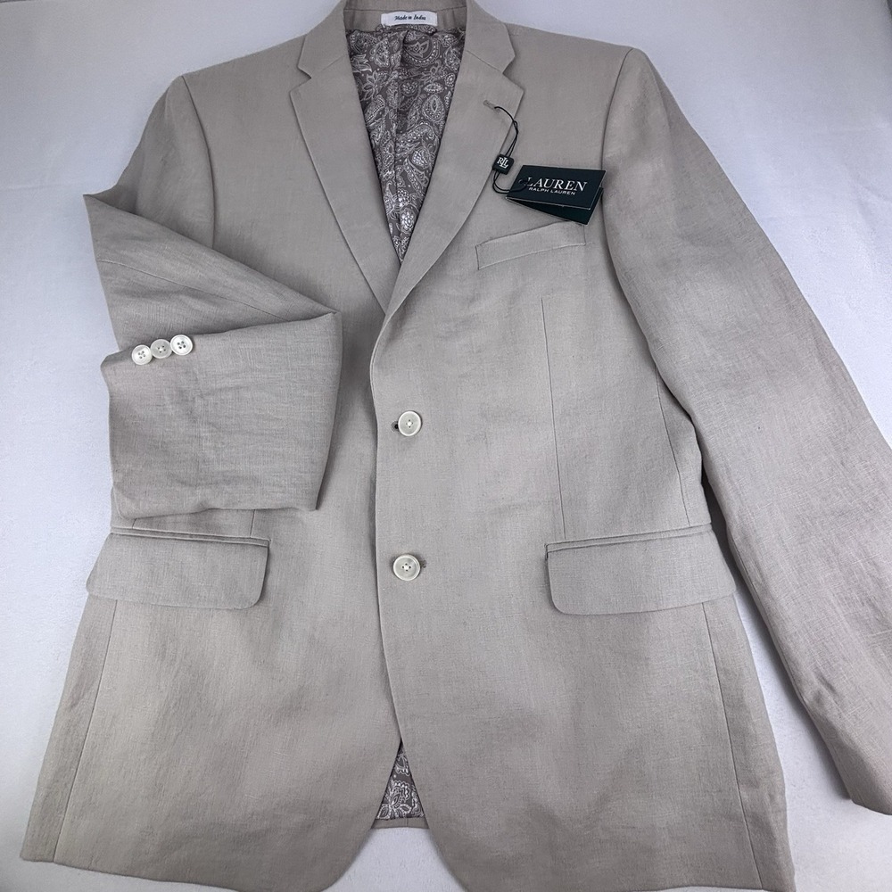 Lauren Ralph Lauren Big Boys Tan Classic Linen Lined Sport Coat Pockets NWT 18R